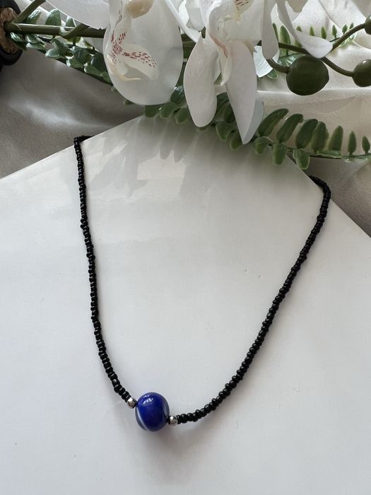 Naszyjnik agat niebieski kamienie naturalne