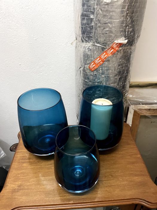 Porta-velas azul