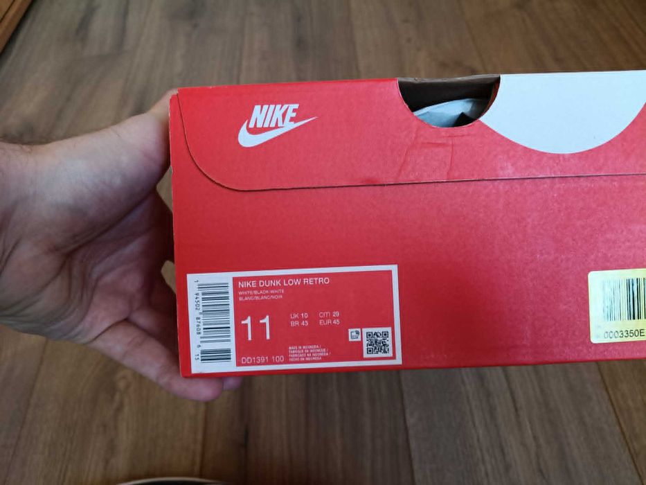 Nike Dunk Low Retro "Panda" Biało-Czarne Rozmiar 45 wkładka 29 cm pudełko