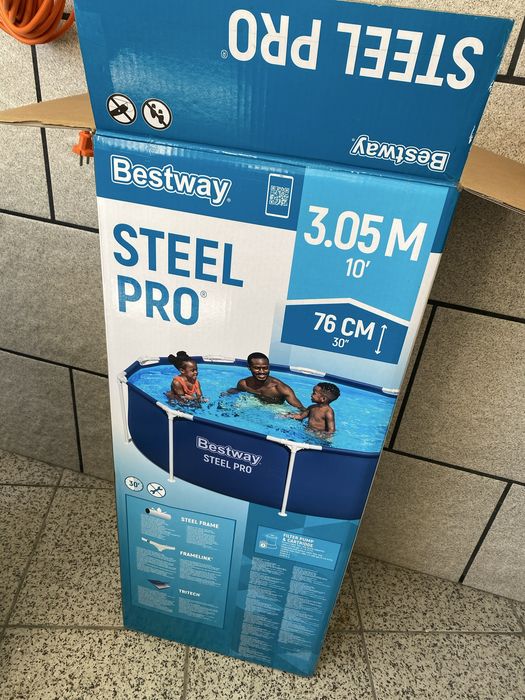Piscina tubular Bestway 305X76cm completa - com capa (cobertura) e tapete para chão