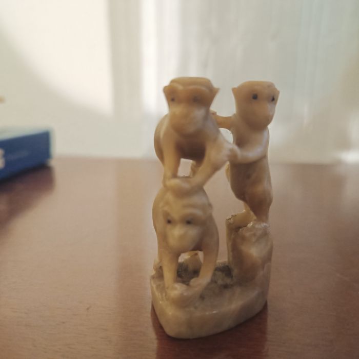 2 Estatuetas de Macacos Sábios em Pedra Sabão