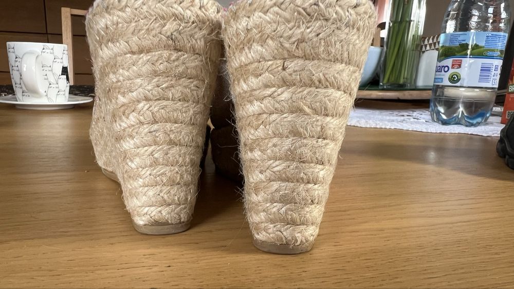 sandały na koturnie letnie damskie 38 obcas 8 cm