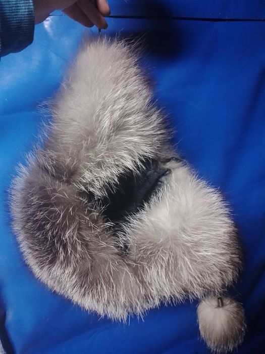 Меховая шапка ушанка чернобурка.Зимняя.женская