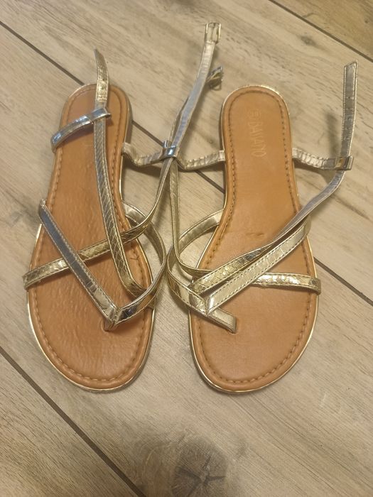 Damskie złote sandałki japonki 38/39