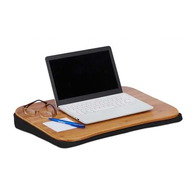 Podstawka pod laptopa z wyjmowaną poduszką, bambusowy stolik Relaxdays