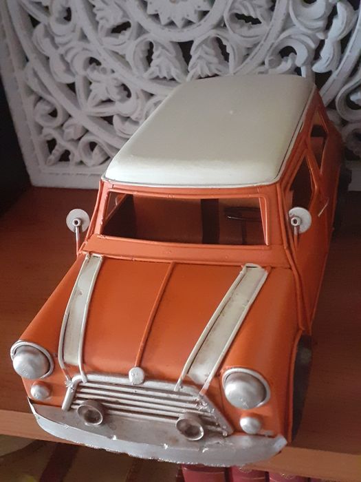 Mini Cooper 27 cm Vintage Coleção Carro em Metal
