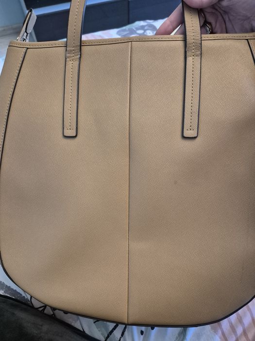 Duża torba shopper bag beżowa camel skóra wittchen