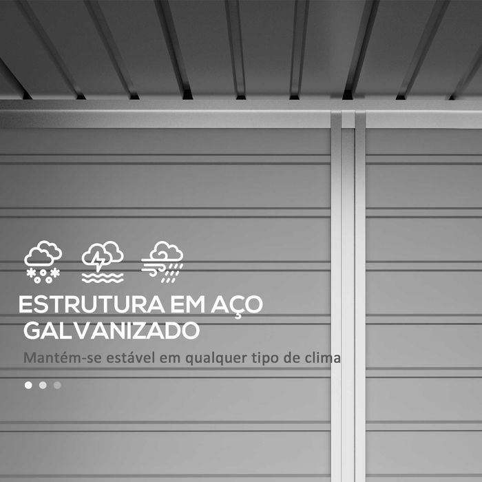 Abrigo de Jardim em Aço 249x121x166/183 cm – Porta Dupla e Ventilação