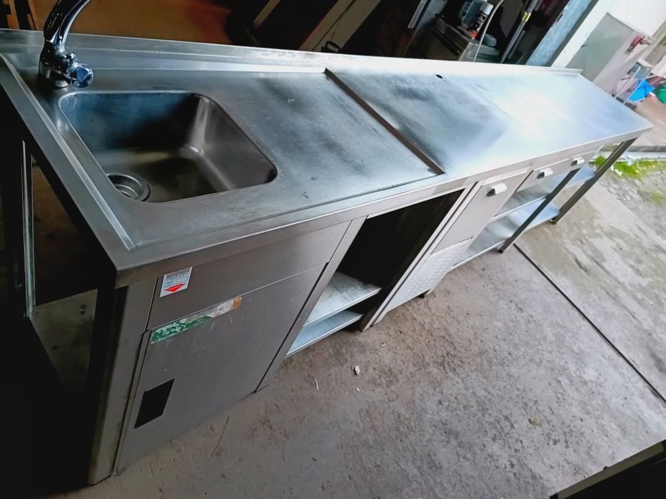 Bancada inox com pio 345 cm