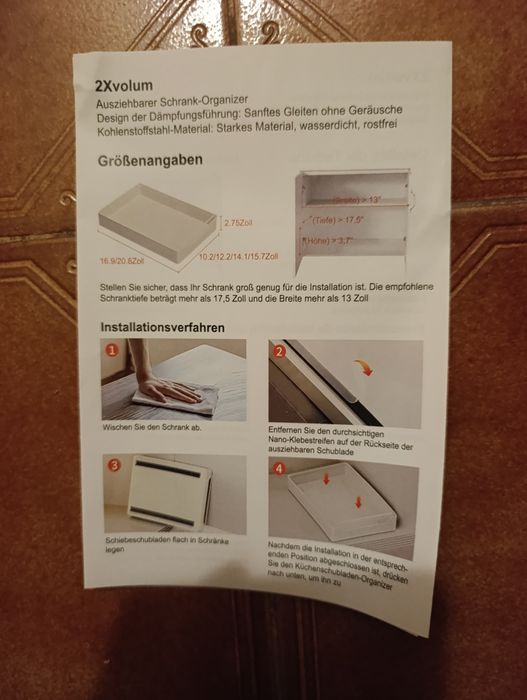 Gaveta extensível em aluminio