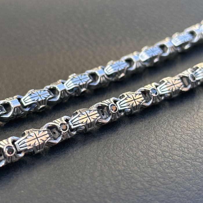 Срібний ланцюг Барака з камінням