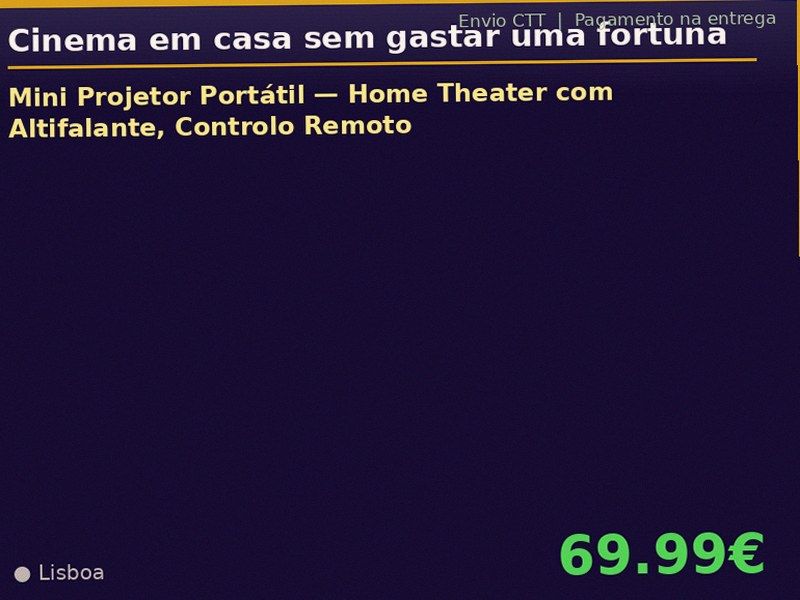 Mini Projetor Portátil — Home Theater com Altifalante, Controlo Remoto