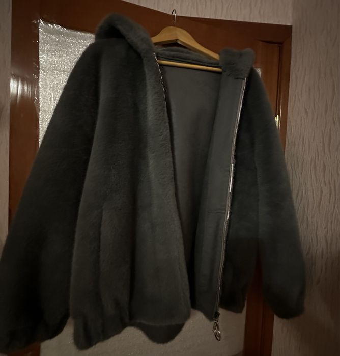 Эко шуба серого цвета