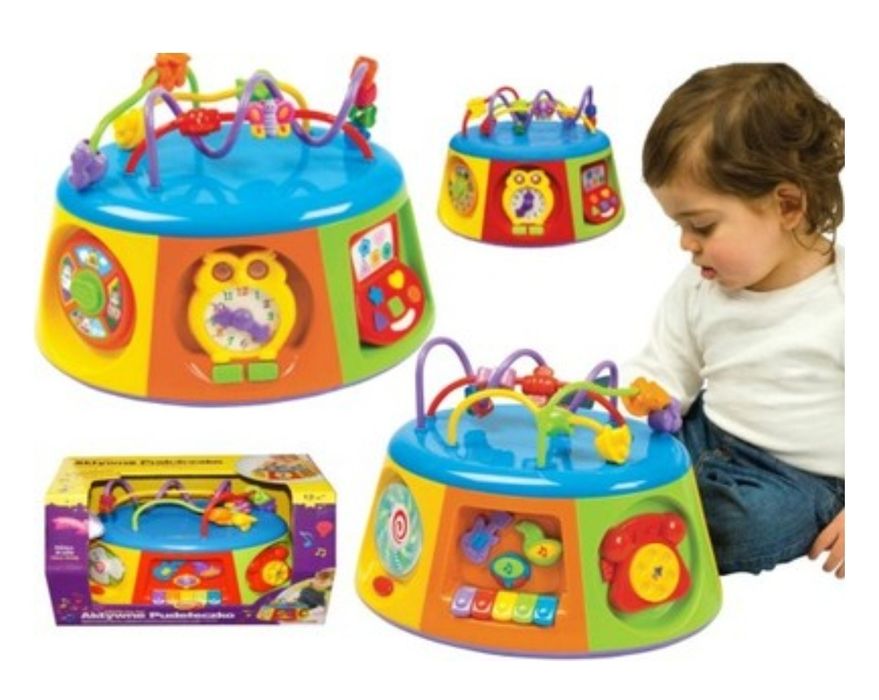 Zabawki Dumel kostka interaktywna, Fisher-price garnuszek na klocuszek