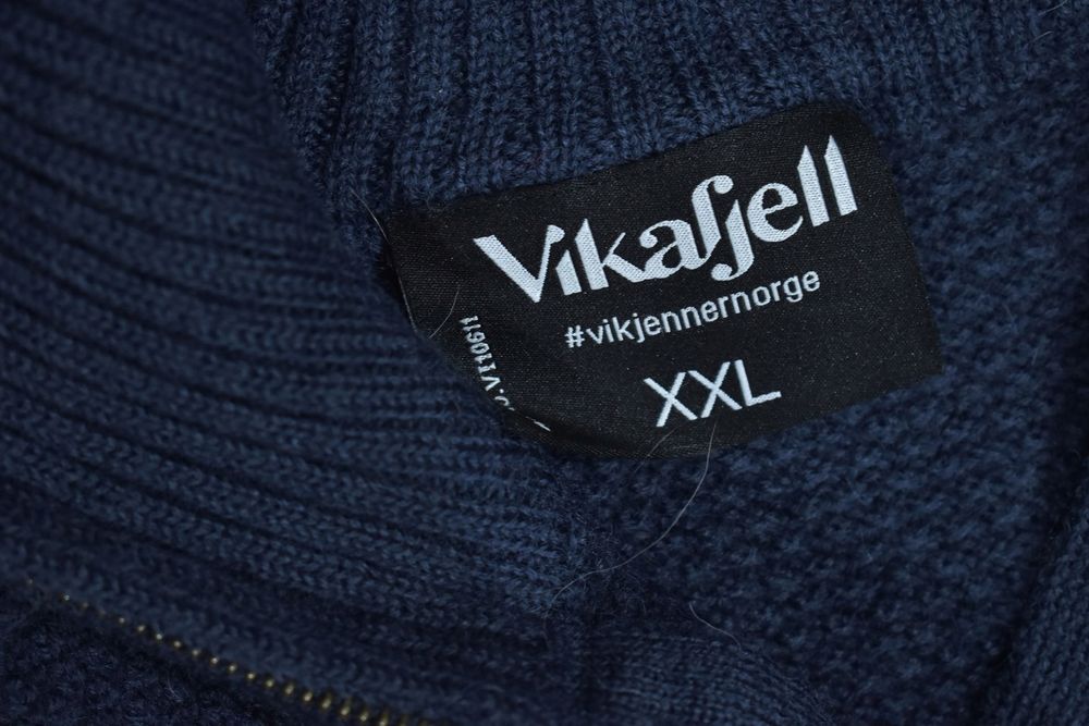 Vikafjell Wełniany Męski Sweter Trekkingowy Zip Neck Xxl