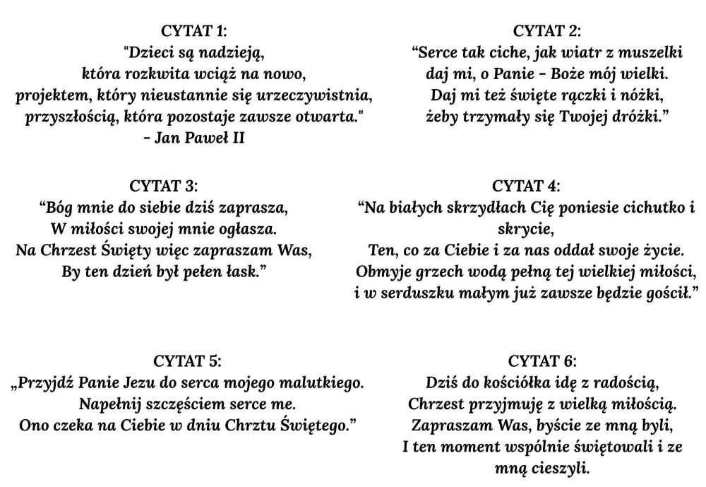 Zaproszenie na Chrzest Święty dla gości Uroczystość