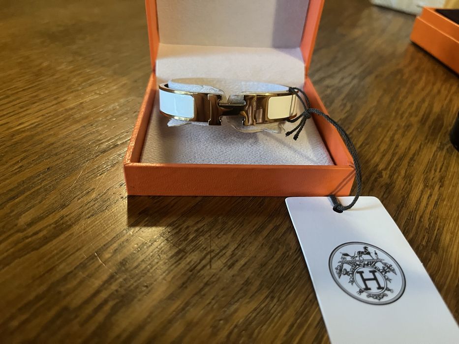 Bransoletka Hermes Clic H (biało-złota) – nowa, oryginalna