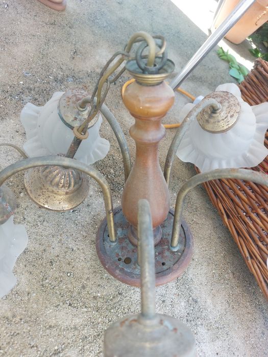 Lustre Vintage de Teto (5 Braços) – Ideal para Restauro