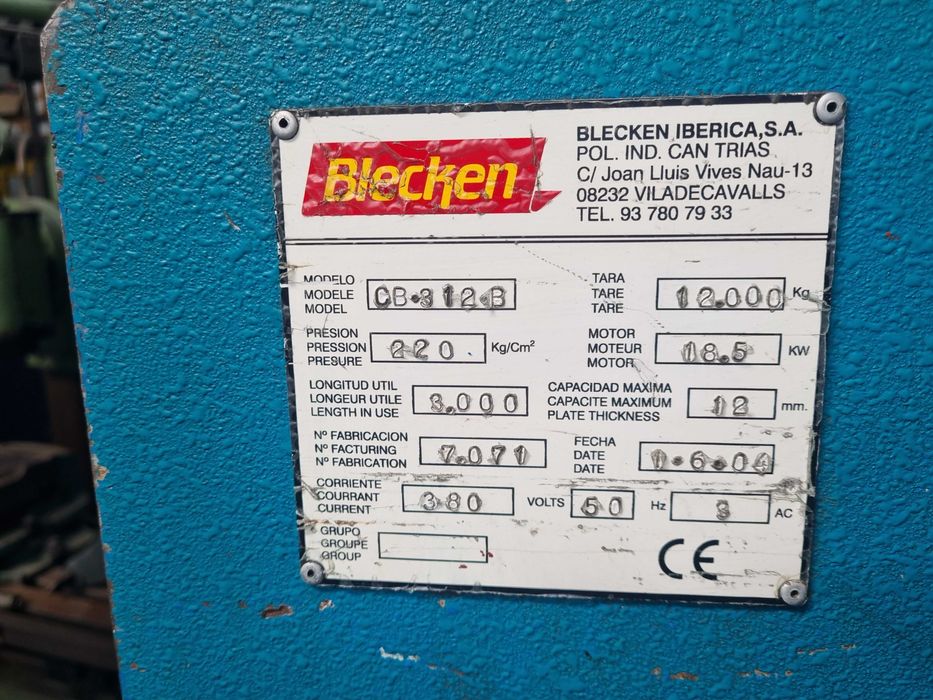 Guilhotina BLECHEN 3mt 12mm