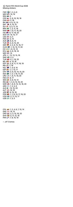 Cromos mundial 2026