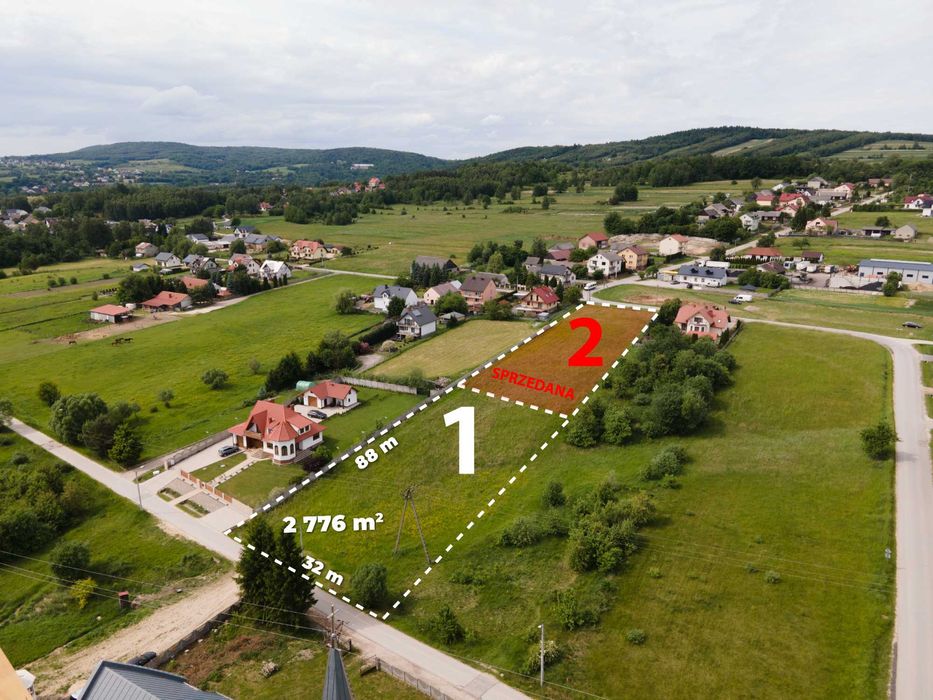 Działka budowlana 2776 m² – Bęczków, gm. Górno, Kielce – Media, MPZP