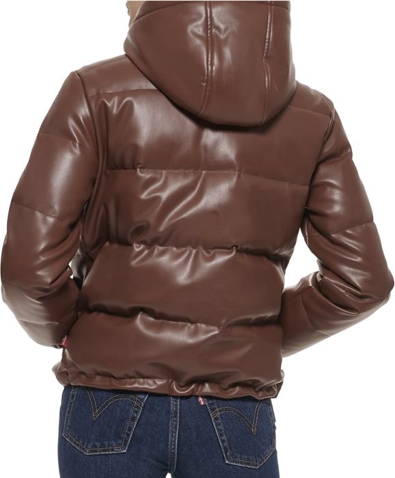 M L 46 48 Levis пуховик куртка парка шкіряна коричневая женская жіноча