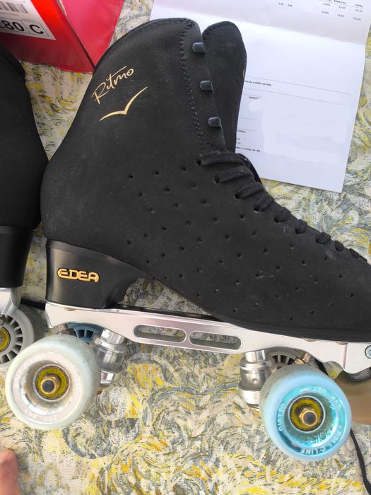 Patins Competição Patinagem Artística EDEA Ritmo Fredom Preto 280 + Chassis Mistral + Travões RollLine + Rodas Giotto + Rolamentos Abec9 + Saco