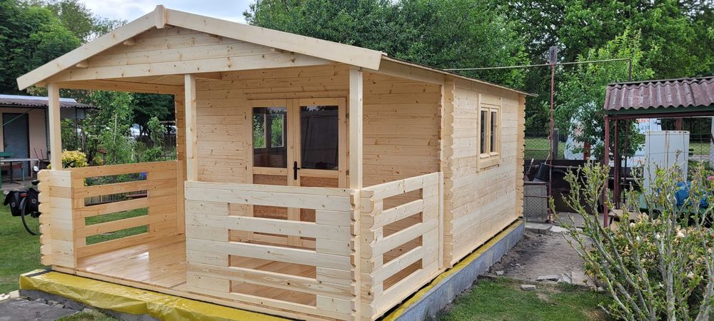 od RĘKI SOLIDNY domek LETNISKOWY+taras 6x4*24m2*ogrodowy*ściany  34mm