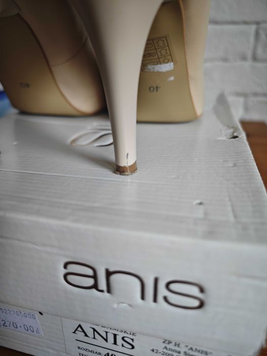 Szpilki Anis skórzane beżowe rozmiar 40