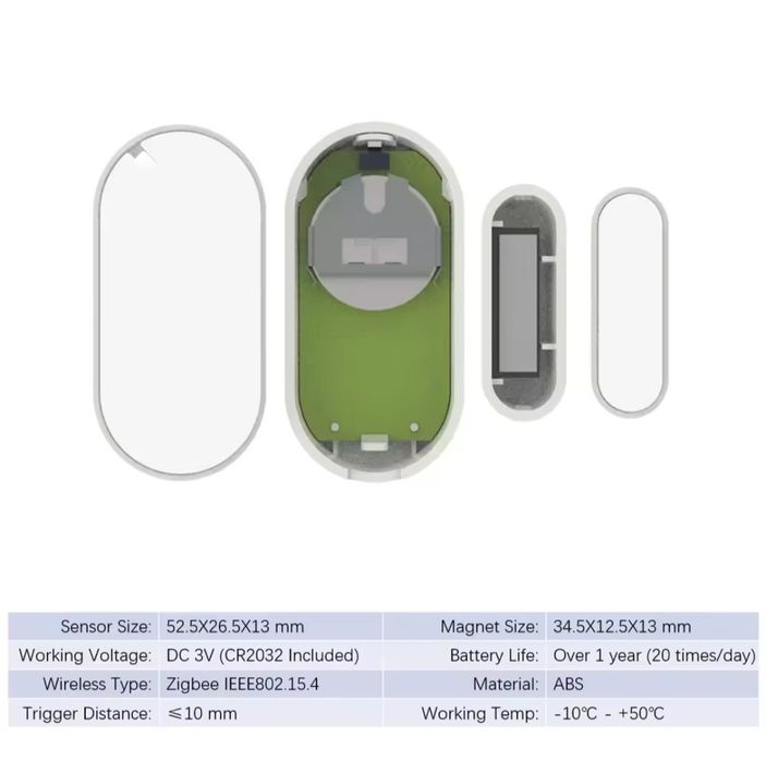 Tuya Zigbee czujnik otwarcia drzwi okna bezprzewodowy kontaktron Smart