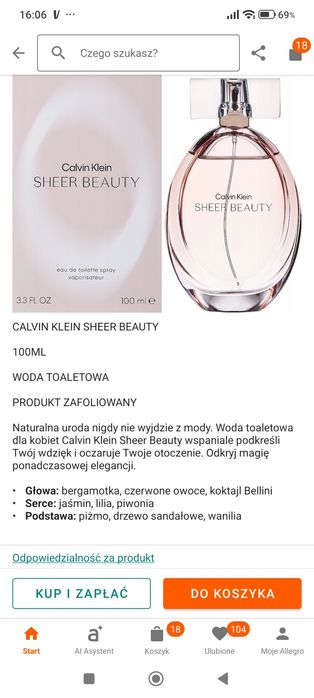 Calvin Klein Sheer Beauty 100ml