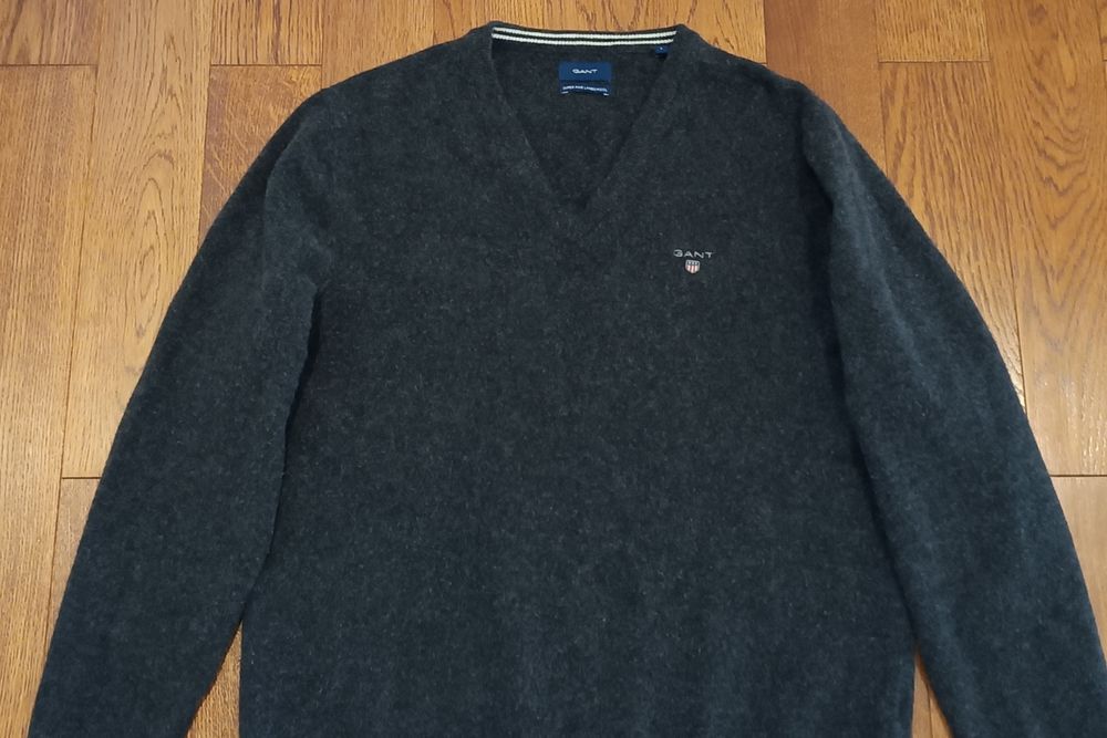 Sweter Gant Wełniany Jagnięca Wełna Oryginalny Ciepły Męski L