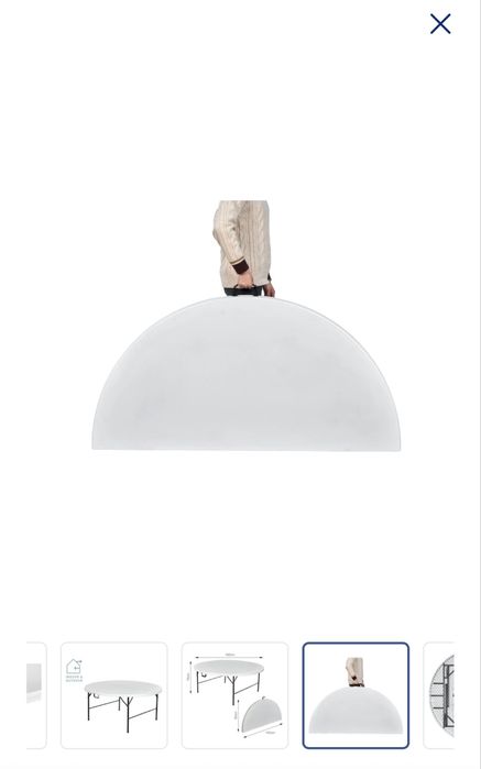 Mesa dobrável para banquetes Pamua, aço, tampo em HDPE, Ø 180 x 74 cm, branco