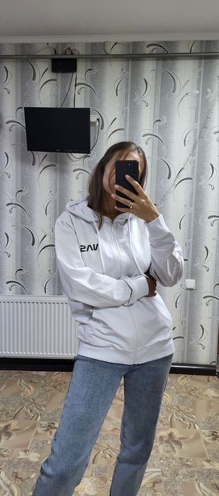 Спортивна кофта на блискавці Біла унісекс