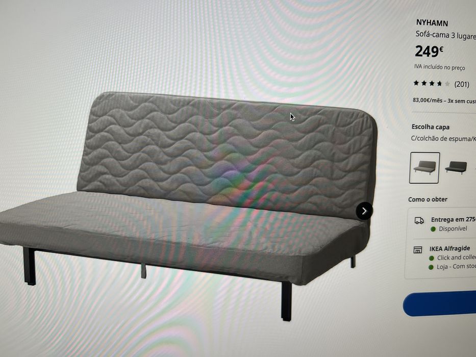 Sofá cama IKEA modelo NYHAMN em estado impecável sem capa