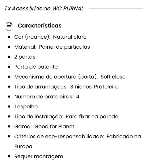 Armario WC com espelho NOVO