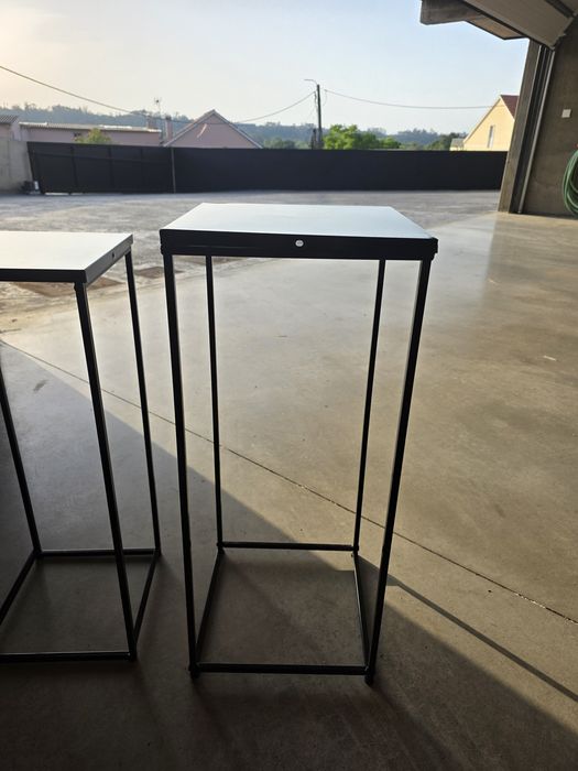 Conjunto de 3 suportes, mesa de apoio, consola em ferro