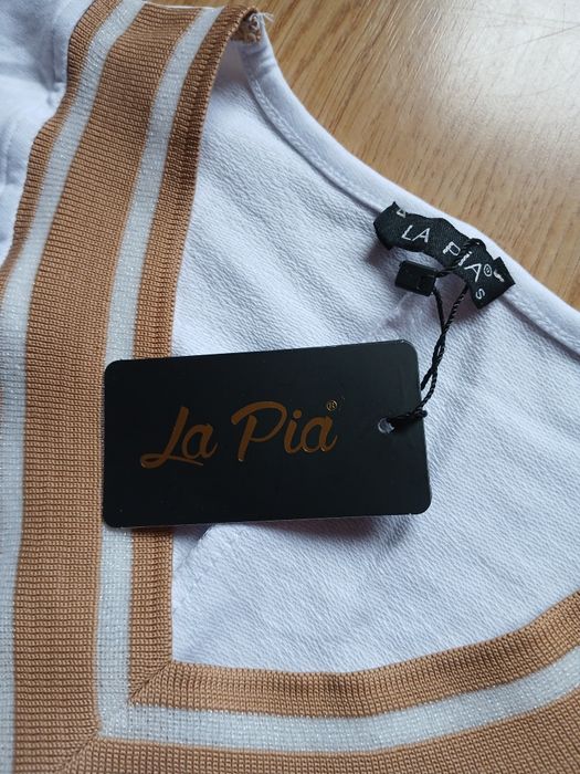 Biały bawełniany  komplet damski La Pia rozmiar S bluza spodnie