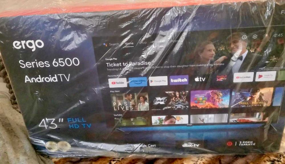 Терміново!Продам новий Smart TV 43" ERGO 43GFS6500 + кронштейн (є чек)
