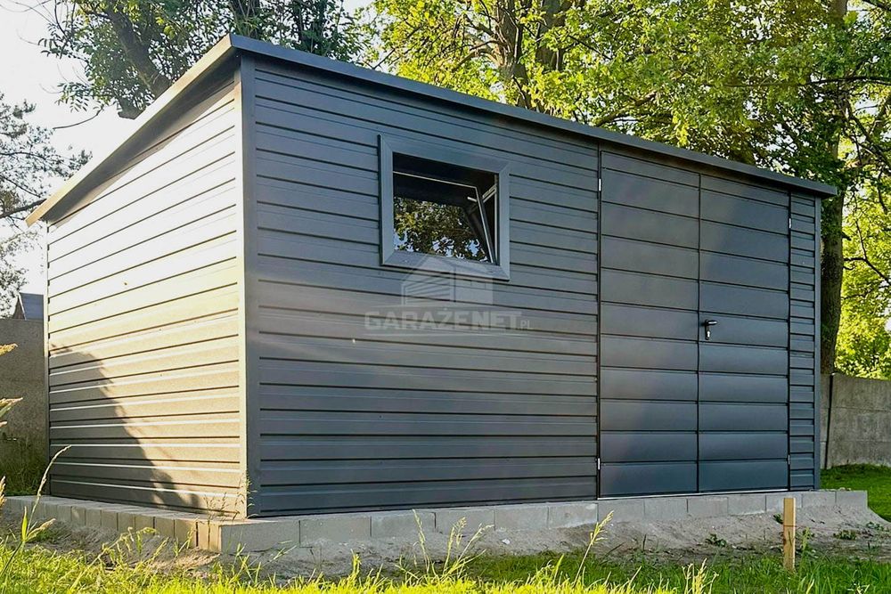 SCHOWEK DOMEK OGRODOWY 4,5X2,5M Antracyt Dach Spad W Tył GB478