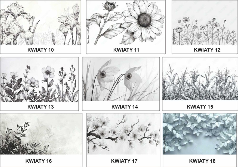 Żywe intensywne kolory grafiki kwiaty fototapeta na wymiar