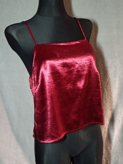 Satynowy czerwony top Naked Fashion