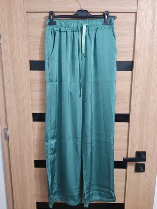 Luksusowe spodnie satynowe Ice Silk zielone