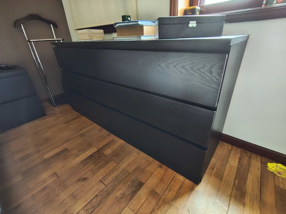 CÓMODA MALM c/6 gavetas, pret-cast, 160x78 cm