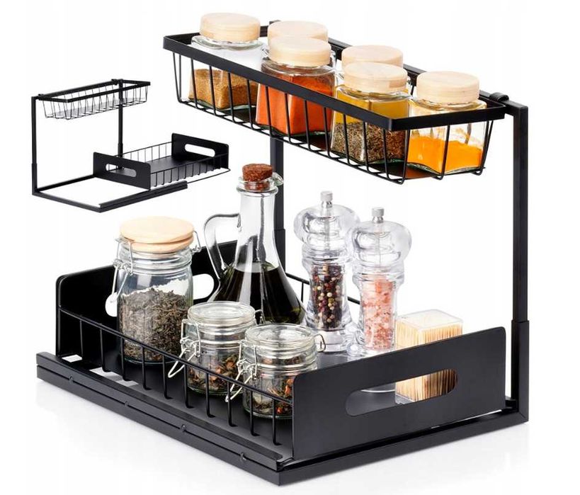 Półka KUCHENNA dwupoziomowa metalowa stojak organizer regał