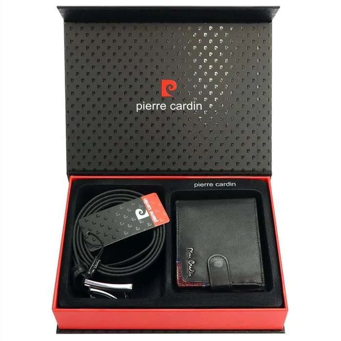 zestaw męski skórzany portfel pasek pierre cardin