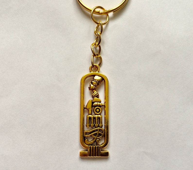 Egipt amulet KARTUSZ Oko Horusa brelok do kluczy złoty