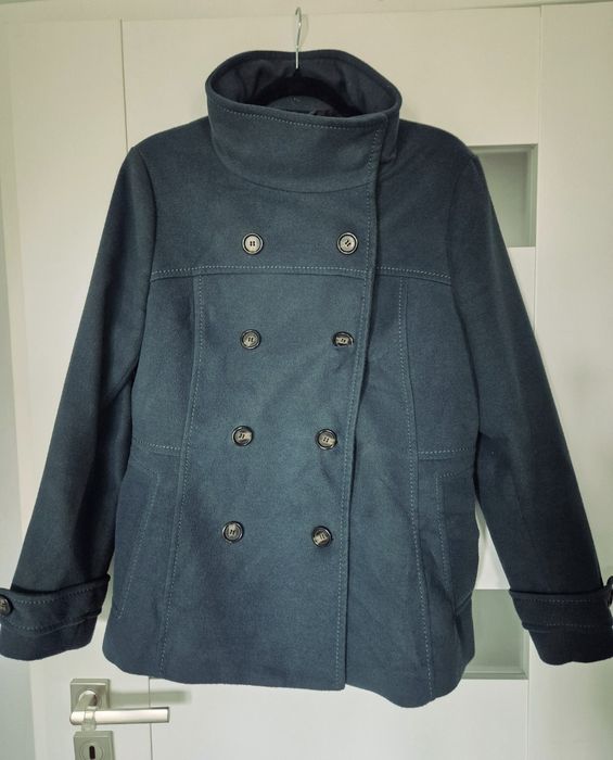 Ciemnozielony płaszczyk damski, H&M,r 44
