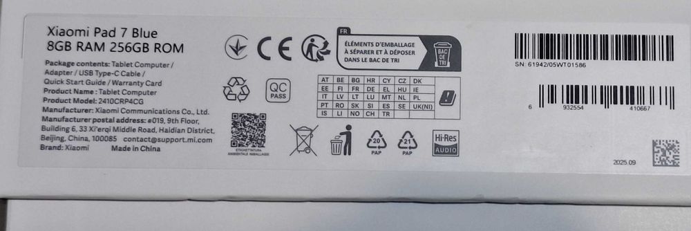 Tablet Xiaomi Pad 7 Blue 8GB 256Ram