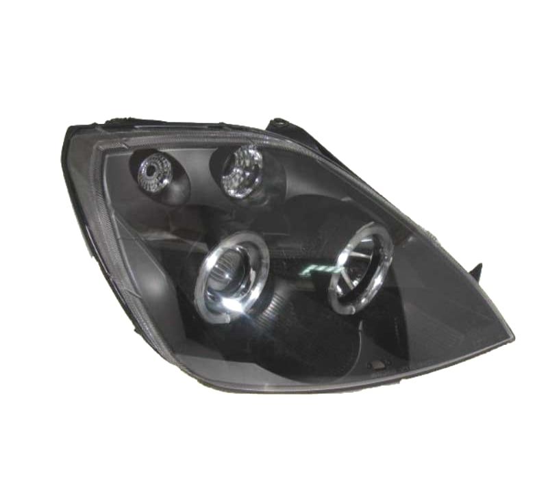 FARÓIS FRONTAIS ANGEL EYES PARA FORD FIESTA MK6 FUNDO PRETO